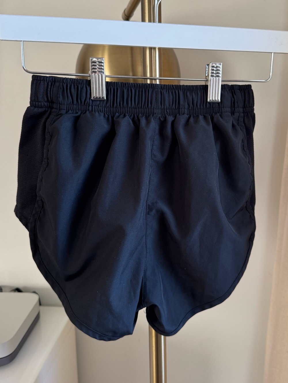Nike Black Women's Athletic Shorts with White Swoosh | Extra Small TP - Picture 3 of 5